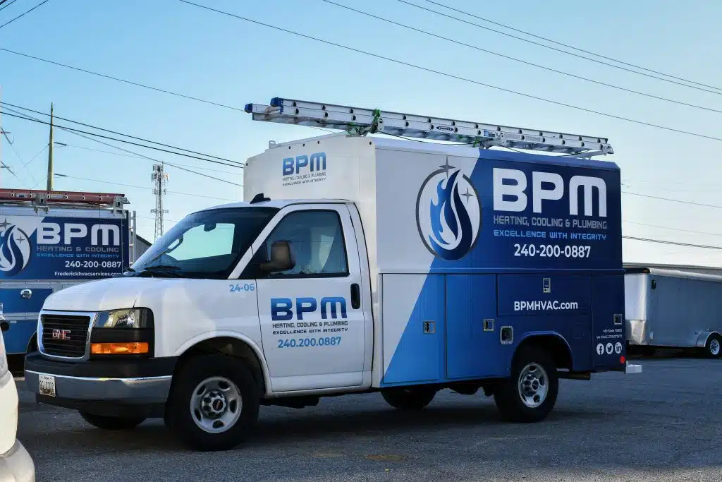 BPM Heating, Cooling & Plumbing service truck
